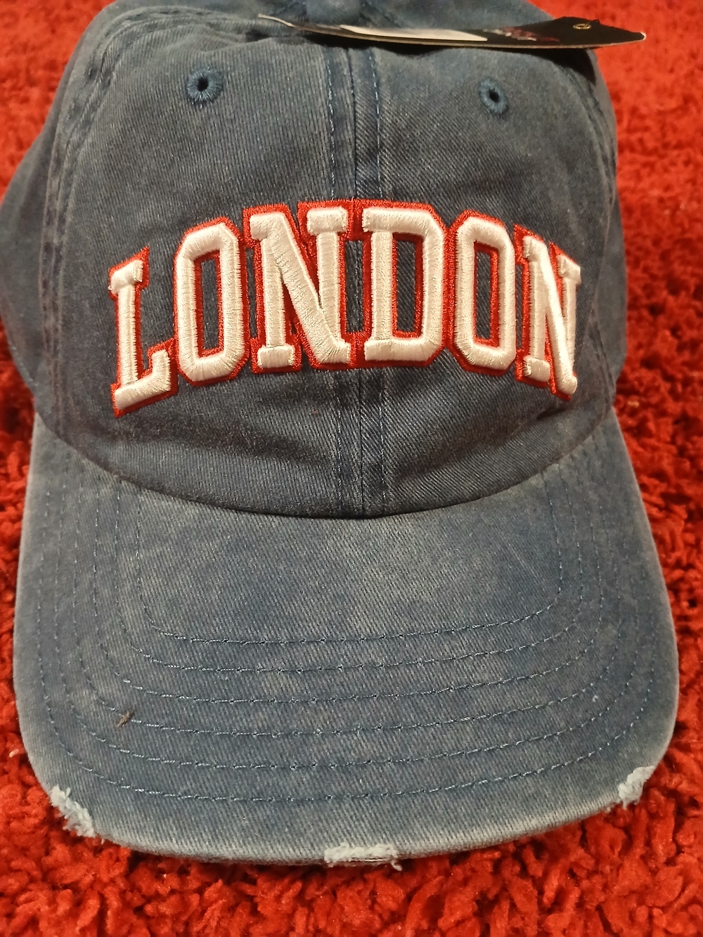 Carbon38 Navy Baseball Cap with Red and White Embroidery